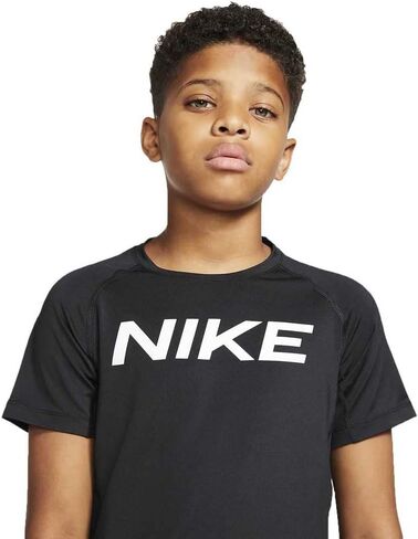 Nike Kids Boy's Pro Short Sleeve Fitted Top (Big Kids) White/Black in Saudi Arabia
