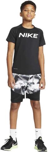Nike Kids Boy's Pro Short Sleeve Fitted Top (Big Kids) White/Black in Saudi Arabia