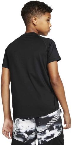 Nike Kids Boy's Pro Short Sleeve Fitted Top (Big Kids) White/Black in Saudi Arabia