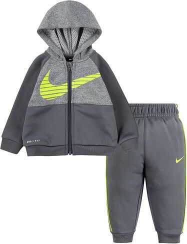 Nike Boy's 2 Piece Therma-FIT Zip Hoodies & Pants Set (Black(66D695-KE4)/Volt in Saudi Arabia