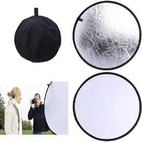 Photography Light Reflectors HiYi 2-in-1Collapsible Selfie Background Diffuser Panel 30cm/12inch Camera Photo Reflector Diffuser Accessories for Video, Photoshoot, Outdoor Lighting (Silver & White)