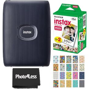 حزمة طابعة Fujifilm Instax Mini Link 2 للهواتف الذكية باللون الأبيض مع حزمة Fujifilm Instax Mini Twin Pack لفيلم فوري و20 إطار ملصق in Kuwait