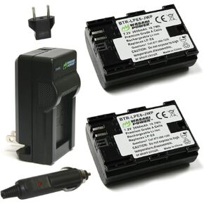 Wasabi Power LP-E6, LP-E6N Battery (2-Pack) and Charger for Canon EOS 5D Mark II/III/IV, 5DS, 5DS R, 6D, 6D Mark II, 7D, 7D Mark II, 60D, 70D, 80D, 90D, R, R5, R6, Ra, XC10, XC15, BMPCC 4K, BMPCC 6K in Saudi Arabia
