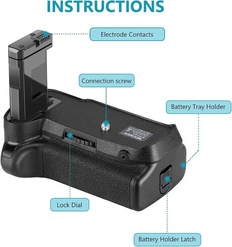 Neewer Professional Vertical Battery Grip Replacement for Nikon D3100/D3200/D3300/D5300 SLR Digital Camera, Works with 1 or 2 Pieces EN-EL14 Batteries in Saudi Arabia