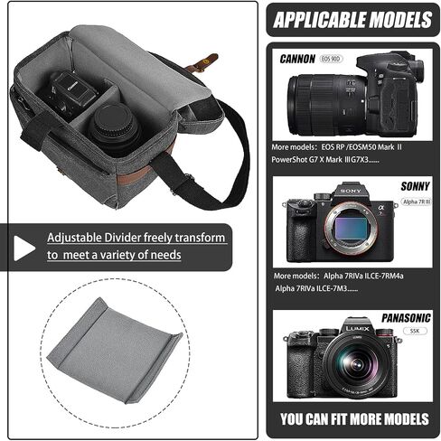 حقيبة كاميرا Cwatcun Canva، حقيبة كاميرا كتف لكاميرا Canon Nikon Sony SLR DSLR بدون مرآة وعدسة، حقيبة كاميرا كروسبودي عتيقة للرجال والنساء، صغيرة in Kuwait