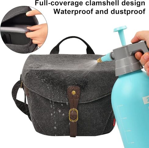 حقيبة كاميرا Cwatcun Canva، حقيبة كاميرا كتف لكاميرا Canon Nikon Sony SLR DSLR بدون مرآة وعدسة، حقيبة كاميرا كروسبودي عتيقة للرجال والنساء، صغيرة in Kuwait