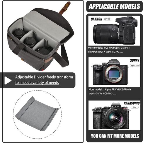 حقيبة كاميرا Cwatcun Canva، حقيبة كاميرا كتف لكاميرا Canon Nikon Sony SLR DSLR بدون مرآة وعدسة، حقيبة كاميرا كروسبودي عتيقة للرجال والنساء، صغيرة in Kuwait