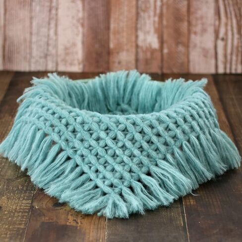 Zeroest Newborn Photography Baby Posing Layer Props Basket Filler Stuffer Mini Blanket Photoshoot HandKint Photo Wool Wrap (Dusty Pink) in Saudi Arabia