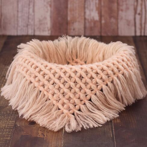 Zeroest Newborn Photography Baby Posing Layer Props Basket Filler Stuffer Mini Blanket Photoshoot HandKint Photo Wool Wrap (Dusty Pink) in Saudi Arabia
