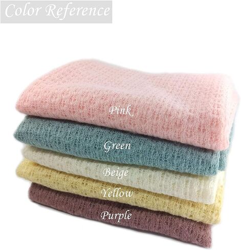 Honra 2Pcs Props for Newborn Photoshoot Mohair Wrap Headband Baby Photo Posing Photography Knit Textured Stretchy (Wrap only, Beige) in Saudi Arabia