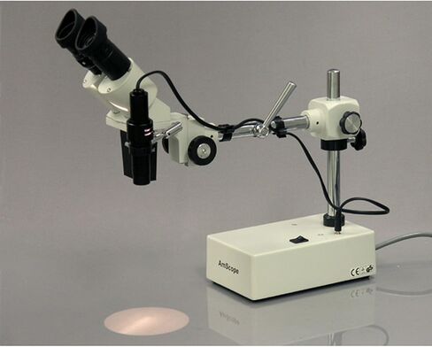 AmScope SE402Y Professional Binocular Stereo Microscope, WF10x and WF15x Eyepieces, 10X/15X/20X/30X Magnification, 1X and 2X Objectives, Tungsten Lighting, Boom-Arm Stand, 110V-120V in Saudi Arabia