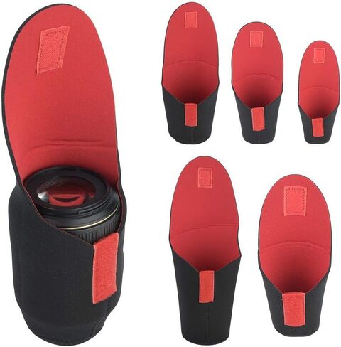 Camera Lens Storage Bag, Lightweight Camera Lens Bag, 5pcs Portable Neoprene Material Hook&Loop Design on The Cap for Photography Lovers in Kuwait