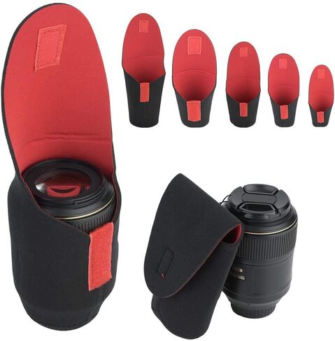 Camera Lens Storage Bag, Lightweight Camera Lens Bag, 5pcs Portable Neoprene Material Hook&Loop Design on The Cap for Photography Lovers in Kuwait