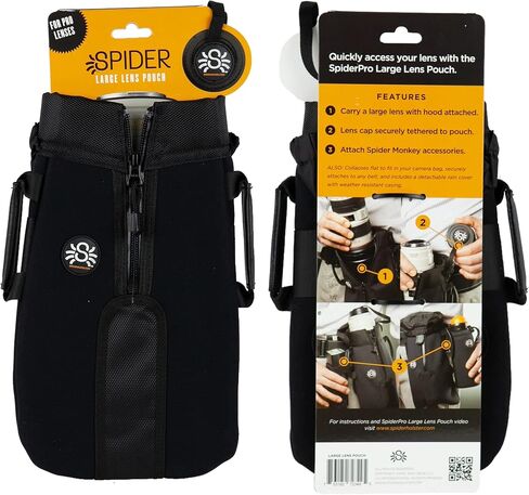 SPIDER HOLSTER – SpiderPro Medium Camera Lens Pouch for Any Belt Featuring One-Handed Zipper Access, Built-in Rain Hood, and Velcro Lens-Cap Tether – Designed to Fit 24-70mm Lens in Saudi Arabia