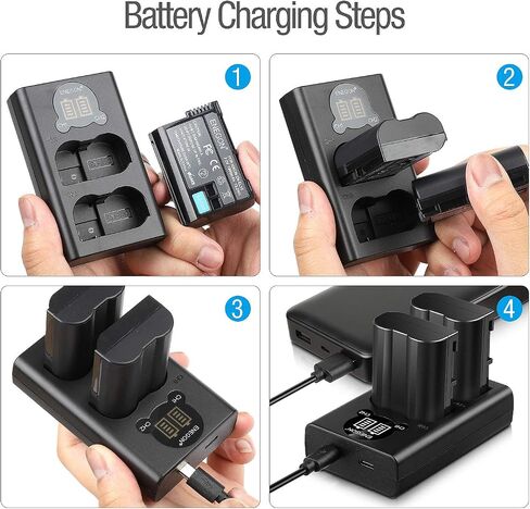 شاحن USB ENEGON EN-EL15 /EL15a/EL15b/EL15c LCD متوافق مع كاميرات Nikon Z6، Z7،D7500 D7000، D7100، D7200 D500، D600، D610، D750، D780 D800، D810، D850 in Saudi Arabia