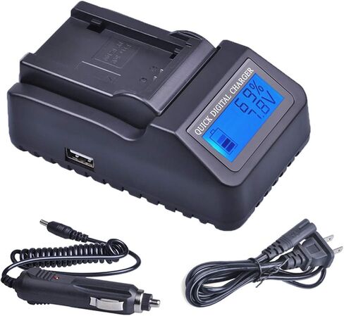 شاحن بطارية سريع LCD لباناسونيك VW-VBD29، VW-VBD55، VW-VBD58، VW-VBD78، AG-B23، AG-VBR59، AG-VBR89G، AG-VBR118G in Kuwait