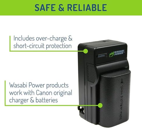 Wasabi Power LP-E6, LP-E6N Battery (2-Pack) and Charger for Canon EOS 5D Mark II/III/IV, 5DS, 5DS R, 6D, 6D Mark II, 7D, 7D Mark II, 60D, 70D, 80D, 90D, R, R5, R6, Ra, XC10, XC15, BMPCC 4K, BMPCC 6K in Saudi Arabia