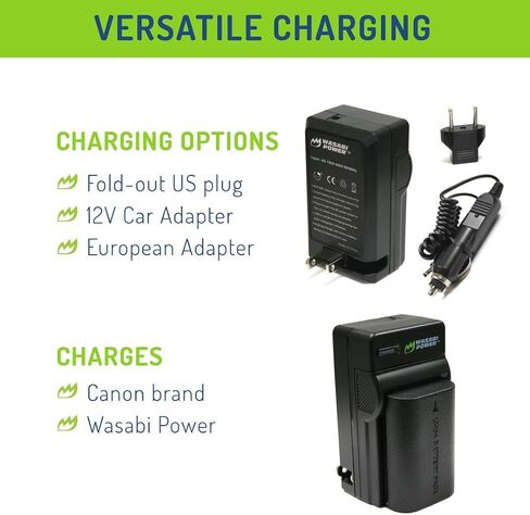 Wasabi Power LP-E6, LP-E6N Battery (2-Pack) and Charger for Canon EOS 5D Mark II/III/IV, 5DS, 5DS R, 6D, 6D Mark II, 7D, 7D Mark II, 60D, 70D, 80D, 90D, R, R5, R6, Ra, XC10, XC15, BMPCC 4K, BMPCC 6K in Saudi Arabia