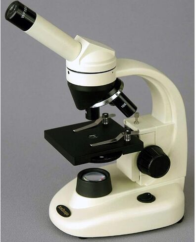 AmScope M130-LED Compound Monocular Microscope, WF10x Eyepiece, 40x-400x Magnification, Brightfield, LED Illumination, Plain Stage, Cordless Operation with Rechargeable Batteries in Saudi Arabia