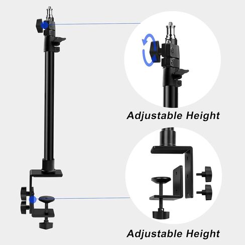 2 Pack C Clamp Desk Mount Light Stand with 1/4" Ball Head and Hot Shoe Mount Adapter, 15.5-25.5 Inch Adjustable Tabletop Bracket Stand for DSLR Camera, Ring Light, Video Monitor, Microphone in Kuwait
