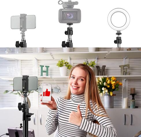 2 Pack C Clamp Desk Mount Light Stand with 1/4" Ball Head and Hot Shoe Mount Adapter, 15.5-25.5 Inch Adjustable Tabletop Bracket Stand for DSLR Camera, Ring Light, Video Monitor, Microphone in Kuwait