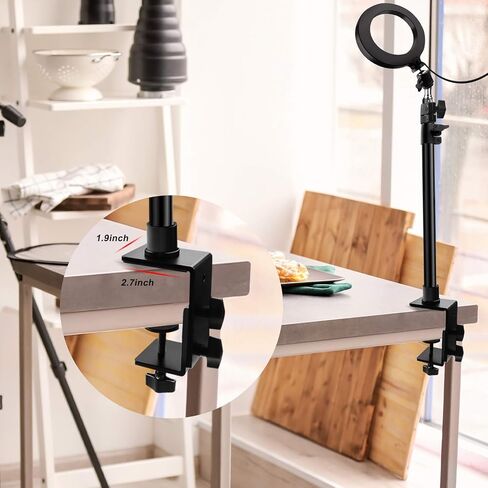 2 Pack C Clamp Desk Mount Light Stand with 1/4" Ball Head and Hot Shoe Mount Adapter, 15.5-25.5 Inch Adjustable Tabletop Bracket Stand for DSLR Camera, Ring Light, Video Monitor, Microphone in Kuwait