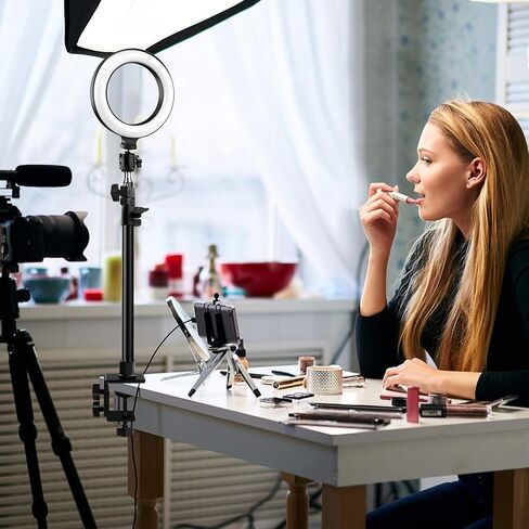 2 Pack C Clamp Desk Mount Light Stand with 1/4" Ball Head and Hot Shoe Mount Adapter, 15.5-25.5 Inch Adjustable Tabletop Bracket Stand for DSLR Camera, Ring Light, Video Monitor, Microphone in Kuwait