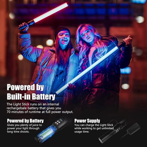 LS400C RGB LED Light Stick Full Color Continuous Output Video Light 2 ft with APP Control 2800K-8000K CRI96 TLCI97 RGB CCT HSI 10 Customizable Light Effects Built in Rechargeable Battery in Saudi Arabia