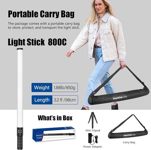 LS400C RGB LED Light Stick Full Color Continuous Output Video Light 2 ft with APP Control 2800K-8000K CRI96 TLCI97 RGB CCT HSI 10 Customizable Light Effects Built in Rechargeable Battery in Saudi Arabia