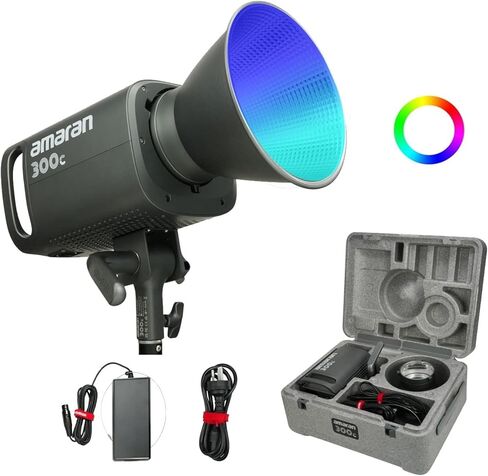 Aputure Amaran 300C RGBWW Full Color LED Video Light,300W Bi-Color 2500K to 7500K Bowens Mount Continuous Light Bluetooth App Control 9 System FX DC/AC Power Supply Silent Fan in Saudi Arabia
