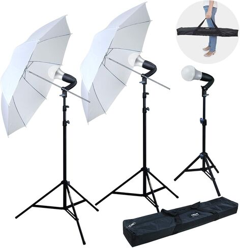 LINCO Lincostore التصوير الفوتوغرافي صورة استوديو LED 2400 لومينز مظلة مجموعة الإضاءة المستمرة AM214 in Kuwait