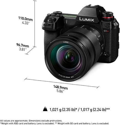Panasonic LUMIX S1R Full Frame Mirrorless Camera with 47.3MP MOS High Resolution Sensor, 24-105mm F4 L-Mount S Series Lens, 4K HDR Video and 3.2" LCD - DC-S1RMK Black | 4K HDR Video, 3.2' LCD - DC-S1RMK, 47.3MP MOS High Resolution Sensor, 24-105mm F4 L-Mo in Saudi Arabia