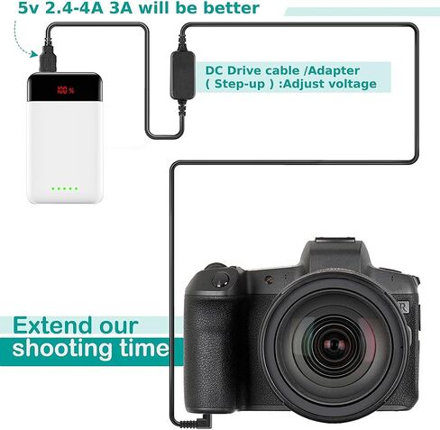 Raeisusp 5-8.4V USB Drive Cable ACK-E12 Power Supply + DR-E12 DC Coupler LP-E12 Dummy Battery DC Grip + 5V 3AMP USB Adapter Kit for Canon EOS M EOS M2 M10 M50 M100 M200 in Saudi Arabia
