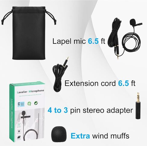 Professional Grade Lavalier Lapel Microphone for Xiaomi Redmi Note 7 Compatible with iPhone Phone or Camera Blogging Vlogging ASMR Recording Video Tiny Shirt Microphone with Easy Clip On System Black in Saudi Arabia