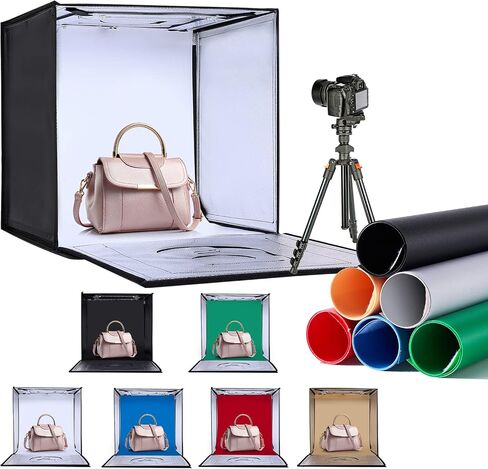 Light Box Photography 16"x16" with 160LED Lights and 6 Color Backdrops, Photo Box with Lights | Foldable Photo Studio with Adjustable Brightness, 3000-6500K Bi-Color Portable Light Box Shooting in Saudi Arabia