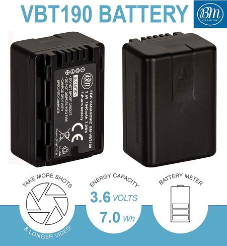 بطارية BM Premium VW-VBT190 لباناسونيك HC-V380، HC-V510، HC-V520، HC-V550، HC-V710، HC-V720، HC-V750، HC-V770، HC-VX870، HC-VX981، HCW580، HCW850، HC-WXF991 in Saudi Arabia