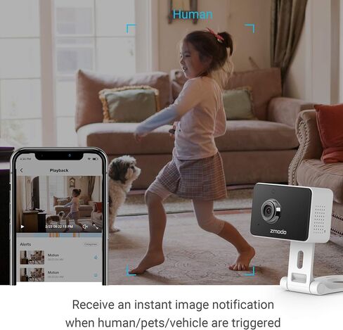 Zmodo Mini Pro، كاميرا أمان لاسلكية بمقبس 1080 بكسل، كاميرا منزلية ذكية داخلية مع كشف الحركة بالذكاء الاصطناعي، كاميرا مربية الحيوانات الأليفة، رؤية ليلية، صوت ثنائي الاتجاه، تطبيق الهاتف، Alexa ومساعد Google متاح in Kuwait