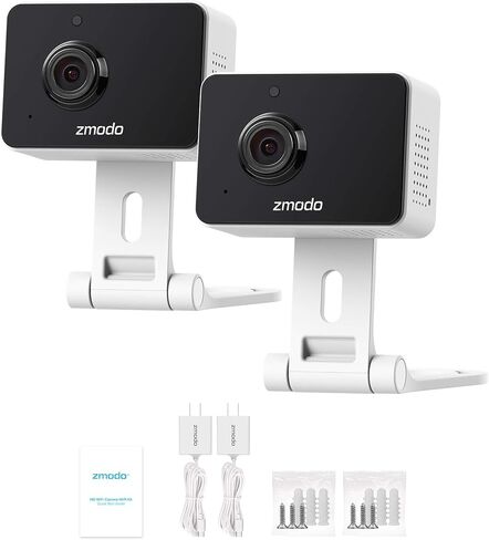 Zmodo Mini Pro، كاميرا أمان لاسلكية بمقبس 1080 بكسل، كاميرا منزلية ذكية داخلية مع كشف الحركة بالذكاء الاصطناعي، كاميرا مربية الحيوانات الأليفة، رؤية ليلية، صوت ثنائي الاتجاه، تطبيق الهاتف، Alexa ومساعد Google متاح in Kuwait