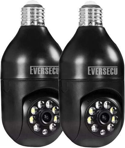 EVERSECU Tuya Smart Security Camera with E26/E27 Connector 1080P Wireless WiFi CCTV PTZ Camera 2-Way Audio/Motion Detection/Auto Tracking/Night Vision(2pcs) in Kuwait
