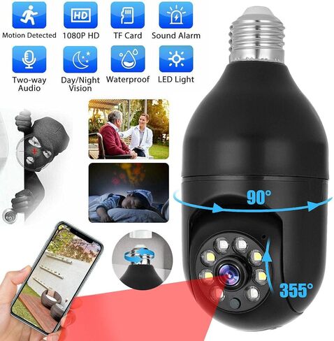 EVERSECU Tuya Smart Security Camera with E26/E27 Connector 1080P Wireless WiFi CCTV PTZ Camera 2-Way Audio/Motion Detection/Auto Tracking/Night Vision(2pcs) in Kuwait