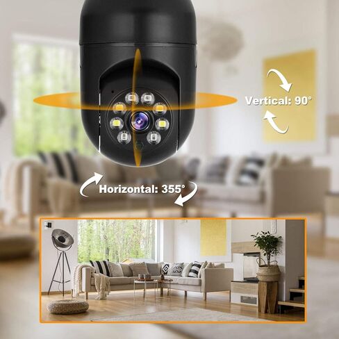 EVERSECU Tuya Smart Security Camera with E26/E27 Connector 1080P Wireless WiFi CCTV PTZ Camera 2-Way Audio/Motion Detection/Auto Tracking/Night Vision(2pcs) in Kuwait