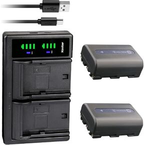 Kastar Battery (X2) & Dual USB Charger for NP-FM50 NP-FM30 NP-FM51 NP-QM50 NP-QM51 NP-FM55H and Sony CCD-FRV DCR-PC DCR-TRV DCR-DVD DSR-PDX GV HVL Series Camera Camcorder in Saudi Arabia