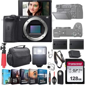 Sony Alpha a6600 Mirrorless Camera (ILCE6600/B) UHD 4K Body Kit + Extra Battery + Flash + 128GB U3 V30 Memory Accessory Bundle in Saudi Arabia