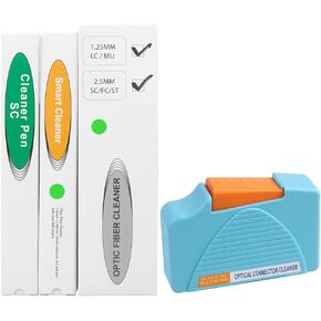 Duogalia Fiber Optical Cleaning Tools Kit - 2.5mm Cleaning Pen for SC/ST/FC Connector, Cleaing Pen for 1.25 mm LC/MU Connector and Cleaning Box for FC & SC & LC End Faces (White & Green & Blue) in Kuwait
