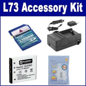 Synergy Digital Camera Accessory Kit, Compatible with Samsung L73 Digital Camera - Kit Includes: KSD2GB Memory Card, SDSLB0837 Battery, ZELCKSG Care & Cleaning, SDM-1504 Charger in Saudi Arabia
