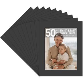 Golden State Art, 10 Pack Black 11x14 Mat for 8.5x11 Photo+Backings+Bags | Acid Free Pre-Cut Picture Photo Mat with 8x10.5 inch Opening, White Core Bevel Cut Complete Mattes Set in Saudi Arabia