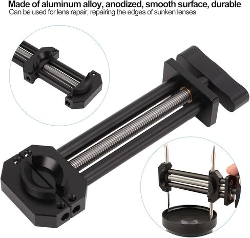 أداة إصلاح ملزمة عدسة Hilitand، أداة إصلاح عدسة الكاميرا من سبائك الألومنيوم، أداة مساعدة ملزمة، نطاق تعديل الفك 8 مم - 90 مم، للعدسة 22 مم - 105 مم مع خيط in Kuwait