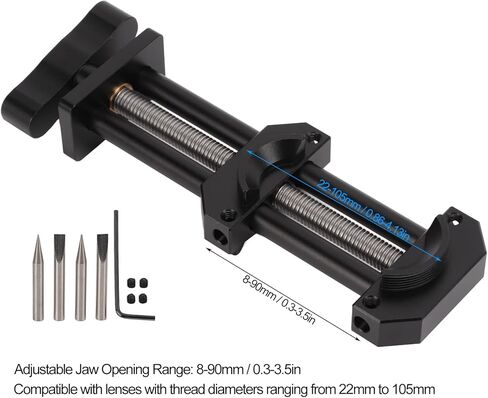 أداة إصلاح ملزمة عدسة Hilitand، أداة إصلاح عدسة الكاميرا من سبائك الألومنيوم، أداة مساعدة ملزمة، نطاق تعديل الفك 8 مم - 90 مم، للعدسة 22 مم - 105 مم مع خيط in Kuwait