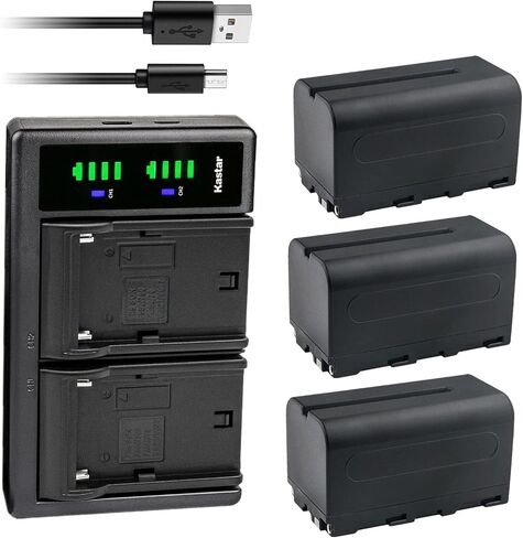 Kastar 4-Pack NP-F750 / NP-F770 Battery and LTD2 USB Charger Compatible with Delvcam 7" HDMI Monitor, Avtec 7" HDMI On-Camera Monitor, TARION Professional On-Camera Monitor Camera Field Monitor in Saudi Arabia