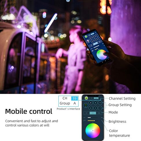 عصا ضوء فيديو LED باليد من ويليت K21 RGB ، ضوء التصوير الفوتوغرافي مع مغناطيس وإضاءة خافتة اللون 2500K-8500K مدمج قابلة للشحن حامل ضوء in Kuwait